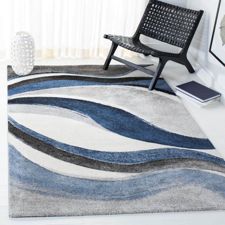 Orren Ellis Tornillo Abstract Gray/Blue Area Rug & Reviews Wayfair